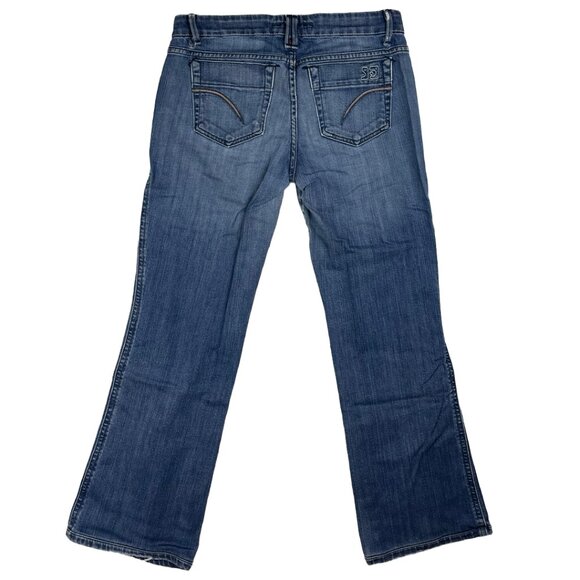 Joe's Blue Denim Jeans Size 26 Medium Wash Flared Jeans Low-Rise Embroidered Y2K - Picture 2 of 14